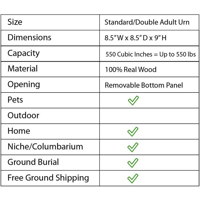 Wood cremation urn collection